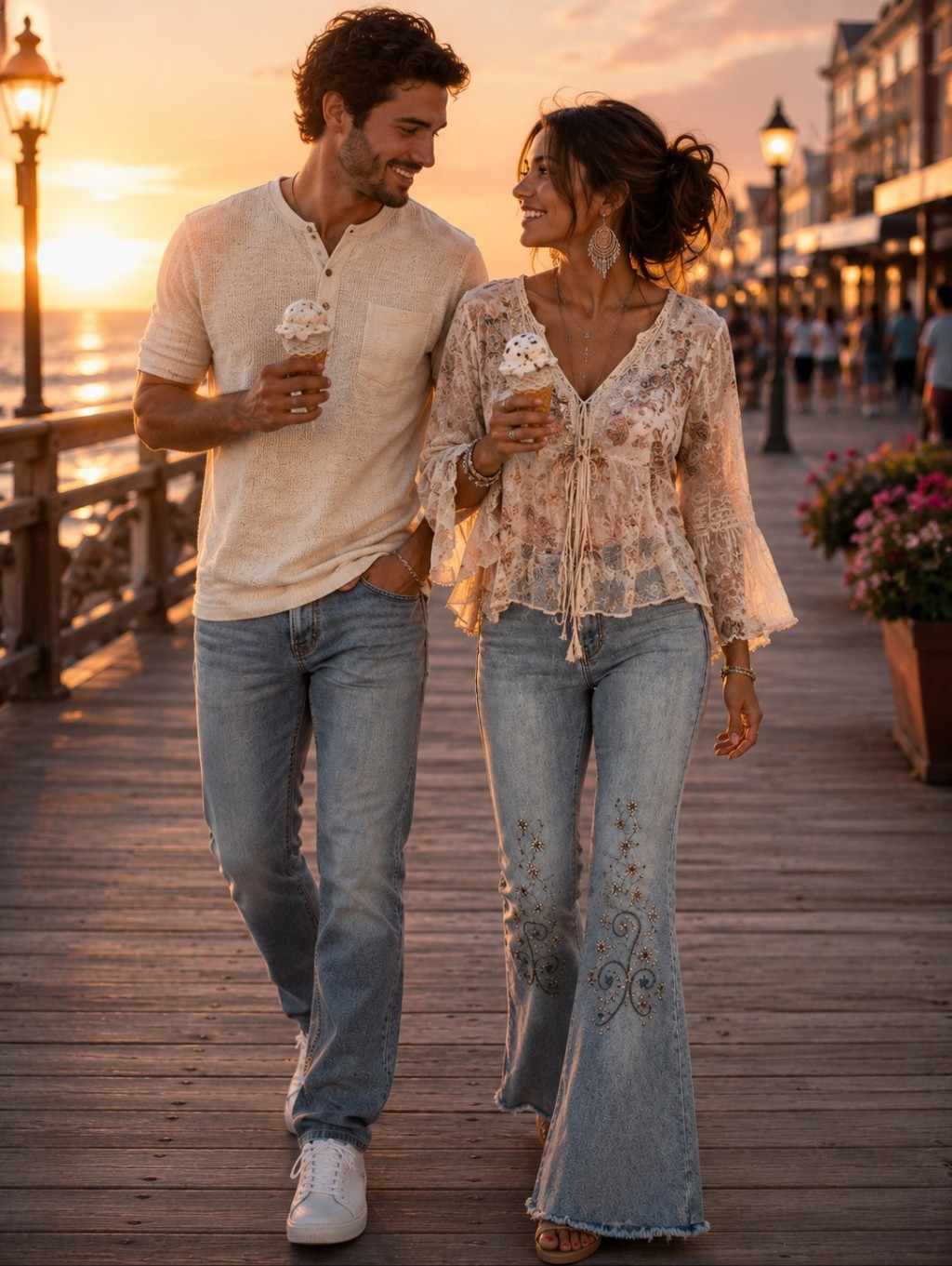 087 Pol Light Blue Embroidered Flare Jeans